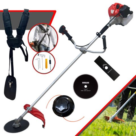 Roçadeira Cortador de Grama Anmax Cg520p 52cc C/ Carretel e Lâmina 2p + Lâmina 80 Dentes