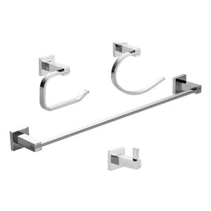 KIT ACESSORIOS PARA BANHEIRO INOX CROMADO - 4 PEÇAS
