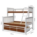 Ver imagem 4 de Treliche com Cama de Casal Branco Lavado/carvalho C/ Cama Auxiliar 3 Gavetas Madeira Pinus - Saraiva