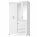 Ver imagem 2 de Guarda-Roupa de Solteiro com Espelho Flex Branco 4 Portas 4 Gavetas Sobral Moval