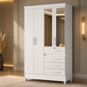 Ver imagem 1 de Guarda-Roupa de Solteiro com Espelho Flex Branco 4 Portas 4 Gavetas Sobral Moval