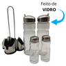 Galheteiro Porta Azeite Vinagre Saleiro Paliteiro Pimenta de Vidro com Suporte Inox 4 Peças - 4