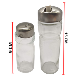 Galheteiro Porta Azeite Vinagre Saleiro Paliteiro Pimenta de Vidro com Suporte Inox 4 Peças - 3