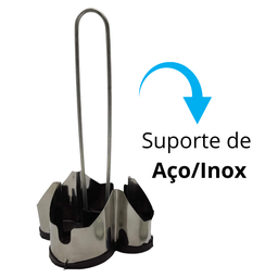 Galheteiro Porta Azeite Vinagre Saleiro Paliteiro Pimenta de Vidro com Suporte Inox 4 Peças - 6