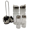 Galheteiro Porta Azeite Vinagre Saleiro Paliteiro Pimenta de Vidro com Suporte Inox 4 Peças - 8