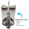 Galheteiro Porta Azeite Vinagre Saleiro Paliteiro Pimenta de Vidro com Suporte Inox 4 Peças - 2