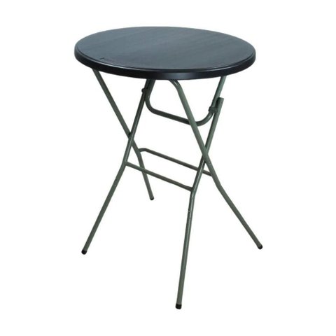 Mesa Bistrô Dobrável Preto Tampo Plástico Estrutura Aço 80cm Nautika