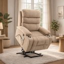 Ver imagem 2 de Poltrona Massageadora Elétrica Reclinável Repouso Descanso Papai Elevação Aurora Massagem Linho