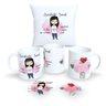 Kit com 1 Caneca de Porcelana e 1 Almofada 30x30 Personalizadas Profissões Fofas "assistente Social" - 1