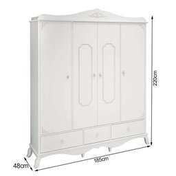 Roupeiro 4 Portas Provençal Realeza Branco Acetinado Canaã - 3