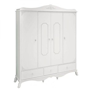 Roupeiro 4 Portas Provençal Realeza Branco Acetinado Canaã