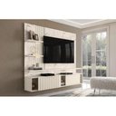 Ver imagem 4 de Bancada Suspensa Atena Tv 65 Polegadas 3 Portas com Led Cor Calacata Off White - Madetec