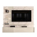 Ver imagem 1 de Bancada Suspensa Atena Tv 65 Polegadas 3 Portas com Led Cor Calacata Off White - Madetec