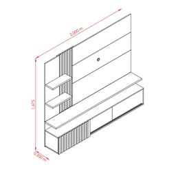 Bancada Suspensa Atena Tv 65 Polegadas 3 Portas com Led Cor Calacata Off White - Madetec - 2