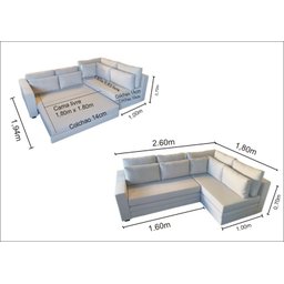 Sofá de Canto SFC_MA 013 que se Transforma em Sofá Cama de Casal Resistente e Confortável em Sarja 1 - 5