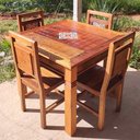 Ver imagem 1 de Mesa de Jantar Rústica em Madeira Maciça 1,40m Quadrada com Ladrilho