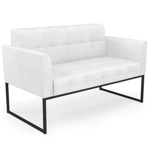 Sofá Namoradeira Base Industrial Preto Ana Sintético Pu Branco - Ibiza