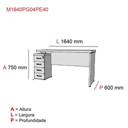 Mesa para Escritório 4 Gavetas Pe40   - 3