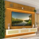 Ver imagem 1 de Estante Home para TV até 85 Polegadas Ripado com LED 100% MDF 250CMX228.8cm Nobre Native Marrom
