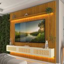 Ver mais imagens de Estante Home para TV até 85 Polegadas Ripado com LED 100% MDF 250CMX228.8cm Nobre Native Marrom