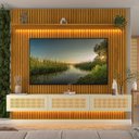 Ver imagem 7 de Estante Home para TV até 85 Polegadas Ripado com LED 100% MDF 250CMX228.8cm Nobre Native Marrom