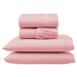 Jogo de Cama Queen 140 Fios Ponto Palito Rosé Valle Enxovais 4 Peças - 2