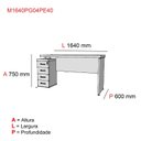 Ver imagem 3 de Escrivaninha Mesa Escritório Estação de Trabalho 4 Gavetas com Chave