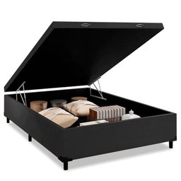 Cama Box Baú Casal Colchão Molas Flora Gazin + Box Sintético 52x138x188 Preto - 7