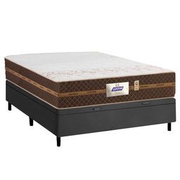 Cama Box Baú Casal Colchão Molas Flora Gazin + Box Sintético 52x138x188 Preto - 2
