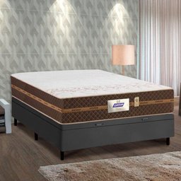 Cama Box Baú Casal Colchão Molas Flora Gazin + Box Sintético 52x138x188 Preto - 3