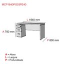 Ver imagem 3 de Escrivaninha Mesa Escritório Estação de Trabalho com Chave 164cm Noce Naturalle e Preto Marrom/Marromle