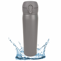 Garrafa Térmica Infantil Mini Garrafinha Inox Quente Frio Trava de Segurança Inquebrável 420 Ml Cinz - 1