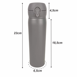Garrafa Térmica Infantil Mini Garrafinha Inox Quente Frio Trava de Segurança Inquebrável 420 Ml Cinz - 5