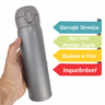 Garrafa Térmica Infantil Mini Garrafinha Inox Quente Frio Trava de Segurança Inquebrável 420 Ml Cinz - 3
