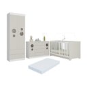 Ver imagem 1 de Quarto de Bebê Completo Berço Americano 3 em 1 Colchão Pirulito Multimóveis Mp4641 Branco/off