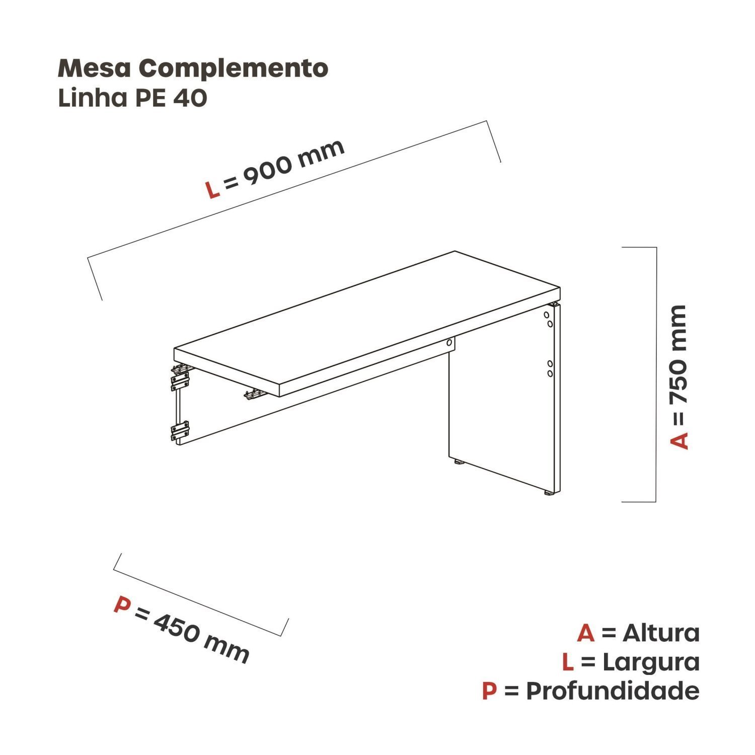 Complemento Para Mesa Para Escritório 90cmx45cm Pe40 - 3