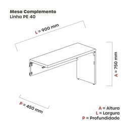Complemento Para Mesa Para Escritório 90cmx45cm Pe40 - 3