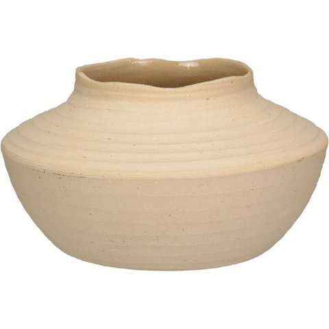 Vaso Redondo Decorativo Enfeite Casa Home&Co Cerâmica 13x20x20cm Bege