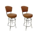 Ver imagem 1 de Conjunto 2 Banquetas Altura 65cm Bar Giratória Cromada com Encosto Assento Grosso Cor Canela
