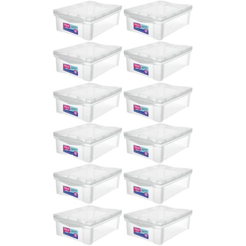 Kit 12 Caixas Organizadoras Ordene 13,5l Tampa Empilhável Radical Color Média