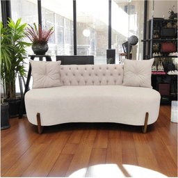 Sofá 3 Lugares Orgânico Curvo Tókio 180cm Couro Bege - 9