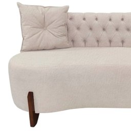 Sofá 3 Lugares Orgânico Curvo Tókio 180cm Couro Bege - 5