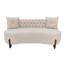 Sofá 3 Lugares Orgânico Curvo Tókio 180cm Couro Bege - 1