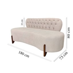 Sofá 3 Lugares Orgânico Curvo Tókio 180cm Couro Bege - 7