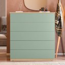 Ver imagem 7 de Comoda para Quarto 5 Gavetas Compacta Amêndoa/verde