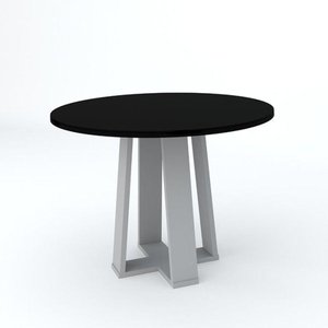 Mesa Jantar Redonda Isabela 100x100cm Off White Preto