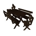 Ver imagem 1 de Conjunto Mesa 1,6m e 2 Bancos Com Encosto e 2 Cadeiras Madeira Maciça Eucalipto:Tabaco