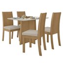 Ver imagem 1 de Mesa de Jantar Celebrare 120cm e 4 Cadeiras Athenas Amêndoa/Off White/Linho Bege - Móveis Lopas