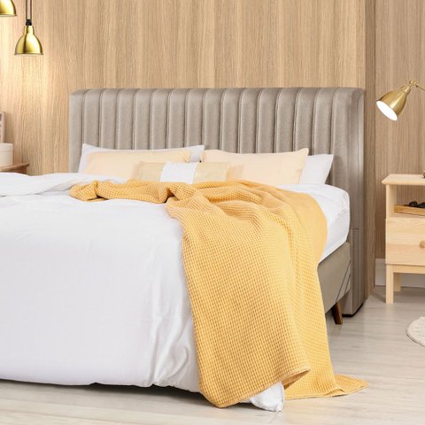 Cabeceira Cama Box Queen 1,60m Estofada Havai Linho Bege