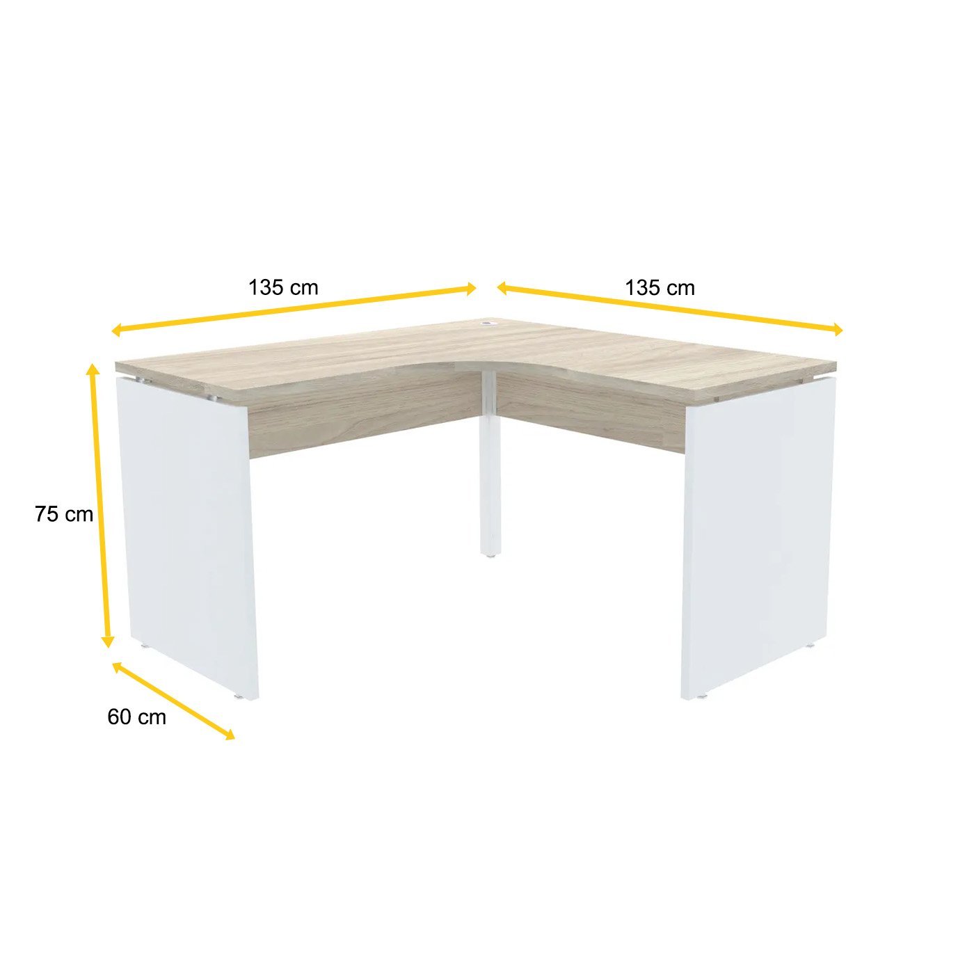 MESA EM L P/ ESCRITÓRIO 135X135 PANDIN P25 - NOGUEIRA/BRANCO ETP135135P25PP - 5